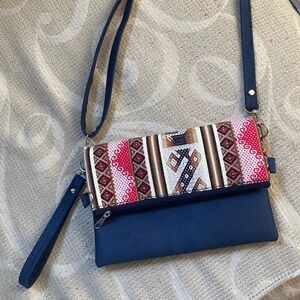 Patterned Blue Crossbody Bag From Peru